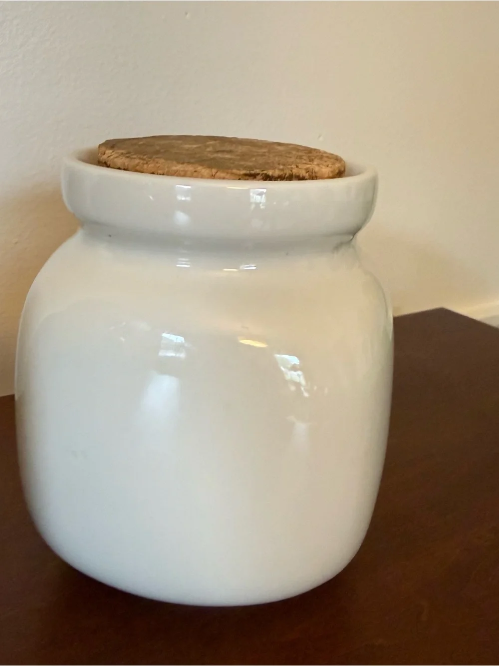 Fitz and Floyd White Ceramic Canister Set with Cork Lids